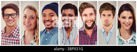 Menschen collage Portrait 7 breit Stockfoto