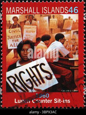 Greensboro Lunch Counter Sit-ins erinnert auf Briefmarken Stockfoto