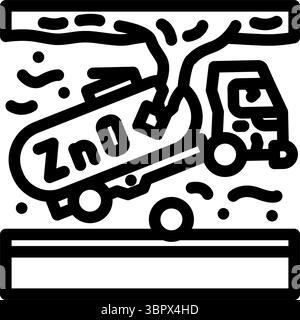 Umgekippter Lkw leckt Zinkoxid-Symbol für lokale Stromlinie Vektorillustration Stock Vektor