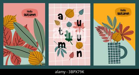 Satz abstrakter Herbstblattposter Stock Vektor