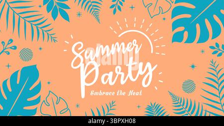 Banner-Illustration für Sommerparty (Rahmen für tropische Pflanzen) Stock Vektor