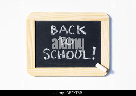Zurück in der Schule auf die Tafel geschrieben Stockfoto