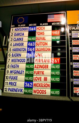 020929/The Belfry GC, UK/Foto Mark Newcombe/ Ryder Cup-Spiele 2002-34. Ryder Cup-Spiele die letzte Rangliste des letzten Tages, Singles der 34 Stockfoto