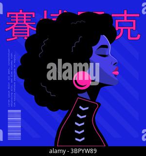 Avatar der modernen schwarzen Frau. Afrikanisches Frauendesign. Abstraktes zeitgenössisches Poster. Wandgestaltung. Stock Vektor