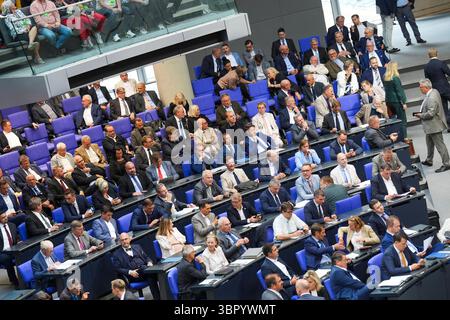 Deutscher Bundestag, 18. Plenarsitzung die Abgeordneten der AfD Fraktion in der 21. Legislaturperiode im Plenum bei der 18. Sitzung des Deutschen Bundestages, Berlin, 10.07.2025 Berlin Deutschland *** Deutscher Bundestag, 18 Plenarsitzung die Mitglieder der AfD-Fraktion in der 21 Legislaturperiode im Plenum auf der 18 Tagung des Deutschen Bundestages, Berlin, 10 07 2025 Berlin Berlin Deutschland Stockfoto