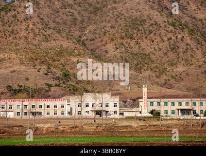 Bauerndorf auf dem Land, DGC, Pjöngjang, Nordkorea Stockfoto