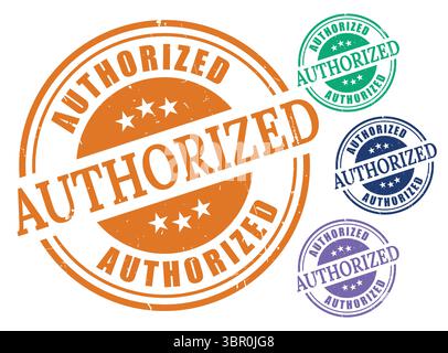 Ein genehmigtes offizielles Stempelvektorset, Grunge Rubber Verified Badge Collection Stock Vektor