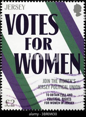 Altes politisches Poster, um die Wahl der Frauen über Briefmarken zu erhalten Stockfoto