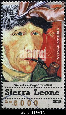Vincent Van Gogh Selbstporträt auf Briefmarke Stockfoto
