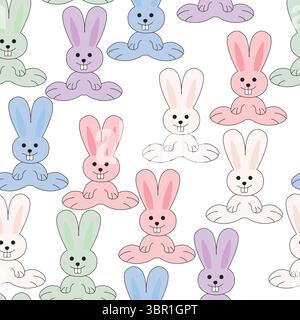 Nahtloses Muster mit niedlichen Kaninchen; niedliche Häschen-Illustration Stock Vektor