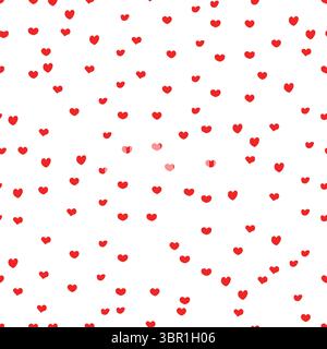 Romantisches Muster mit kleinen roten Herzen; niedliche Doodle-Herzen, die sich wiederholen; romantisches Design für Valentinskarten; Geschenke und festliche Dekorationen Stock Vektor