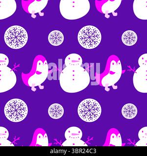 Nahtloses Pinguinmuster für Geschenkpapier und Stoffe sowie Bettwäsche und Kinderbekleidung und Neujahrsverpackungen sowie Noel Winter pac Stockfoto