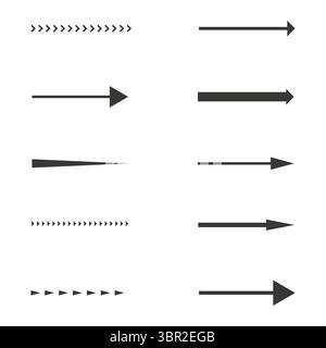 Weiße Pfeilsymbole. Richtungsvektorsymbol. Pfadform bereinigen. Schwarzes Hintergrunddesign. Stock Vektor