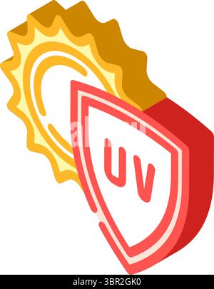 uv-Schutz isometrische Symbolvektorillustration Stock Vektor