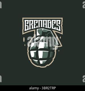 Granatmaskottchen Logo Design Vektor mit moderner Illustration Konzept Stil für Abzeichen, Emblem und T-Shirt Druck. Illustration der Granate. Stock Vektor