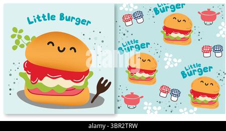 Kleines süßes Burger-Doodle-Vektor-Set Stock Vektor