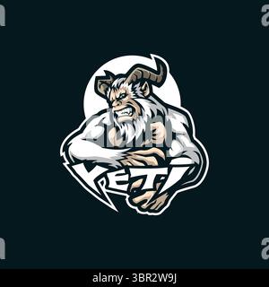 Yeti Mascot Logo Design Vektor mit modernem Illustrationskonzept Stil für Abzeichen, Emblem und T-Shirt Druck. Illustration des wütenden Yeti. Stock Vektor