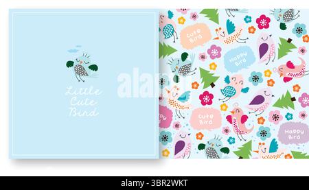 Bezauberndes, nahtloses Design mit liebenswertem Vogel Stock Vektor