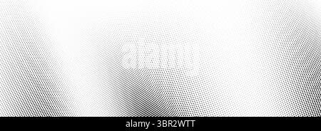 Abstrakter, welliger Hintergrund mit gepunkteten Linien. Dynamische Textur mit Streifenmuster. Schwarze, gewölbte und geschwungene Tapete für Poster, Präsentationen, Broschüren, Broschüren und Broschüren. Vektor-Halbtonhintergrund Stock Vektor