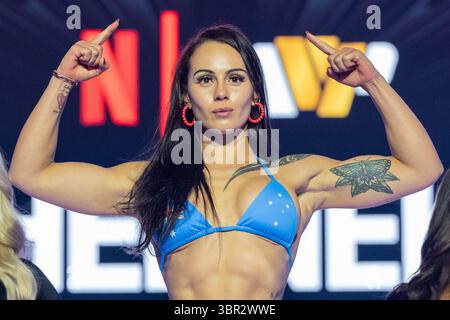 Cherneko Johnson besucht das Wiegh-in im MSG Theater in New York am 10. Juli 2025 vor Netflix's Katie Taylor gegen Amanda Serrano. Chernenko Johnson Duell gegen Shurretta Metcalf ist Teil der Vorbereitungskarte für das Hauptereignis. Quelle: lev Radin/Alamy Live News Stockfoto