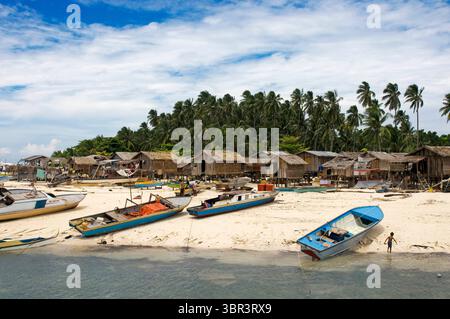 20. April 2010, Mabul, Borneo, Malaysia: Insel Pulau Mabul in Sabah, Borneo, Ost-Malaysia. Mabul ist wohl eines der Reichtümer für exotische kleine Meereslebewesen überall auf der Welt. Extravagante Tintenfische, Blauringkraken, Mimik-Tintenfische und Rotschwanz-Tintenfische sind nur einige der zahlreichen Arten von Kopffüßern, die am Riff von Mabul zu finden sind. Der Anblick von Harlekin-Garnelen, die sich von Meeressternen ernähren, und Boxerkrebsen, die ihre winzigen Anemonen-Pompons schwenken, sind nur ein kleines Beispiel für die endlosen Arten von Krebstieren. Viele Arten von Gobies sind zu finden, einschließlich Goby Dot FIN; schwarze Goby der s Stockfoto