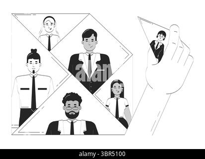 Team Building Business Doodle Line Illustrationskonzept Stock Vektor