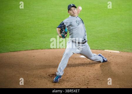 26. Juli 2020: Yusei Kikuchi (18) wirft im Minute Maid Park in Houston (Texas) einen Platz während des Major League Baseball Spiels zwischen den Seattle Mariners und den Houston Astros. Prentice C. James/CSM(Credit Image: &Copy; Prentice C. James/CSM via ZUMA Wire) Stockfoto