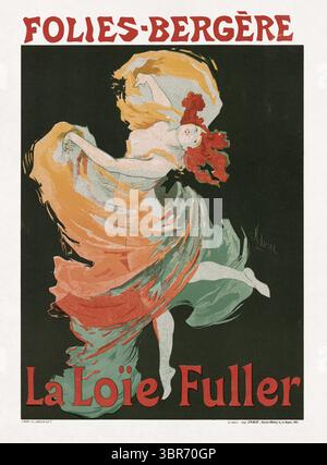 Farblithographie von Jules Chéret zur Förderung der von Loie Fuller bei den Folies Bergère in Paris. Sie war eine amerikanische Tänzerin und Pionierin des modernen Tanzes Stockfoto