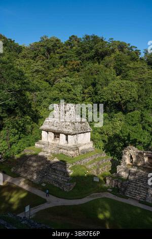 30. Juli 2018, Palenque, Chiapas, Mexiko: Der Sonnentempel in den Ruinen der Maya-Stadt Palenque, Nationalpark Palenque, Chiapas, Mexiko. Ein UNESCO-Weltkulturerbe. (Kreditbild: © Jon G. Fuller, Jr/VW Bilder via ZUMA Wire) Stockfoto
