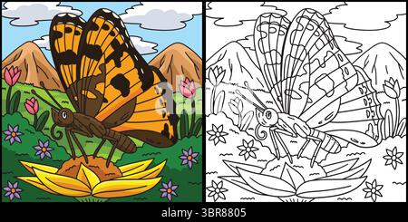 Insekten Gemalte Dame Schmetterling Tier Illustration Stock Vektor