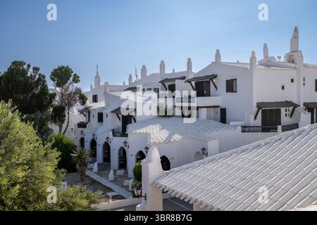 Blick auf die Altstadt von Binibeca Vell, Menorca, die Balearen, Spanien Stockfoto