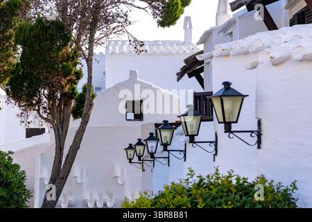 Blick auf die Altstadt von Binibeca Vell, Menorca, die Balearen, Spanien Stockfoto