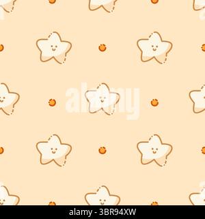 Nahtloses Muster in Boho-Farben mit niedlichen Sternen und Kreisen. Stock Vektor