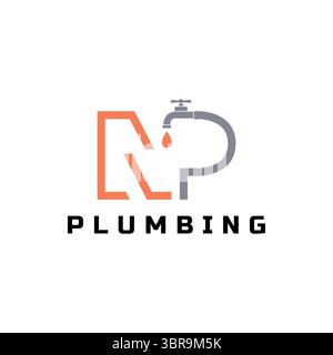 Initialen NP Buchstaben Logo Wasserhahn Symbol Vektorbilder. NP Wasserhahn Illustration Vorlage Design. Design mit Süßwasserhahn. Stock Vektor