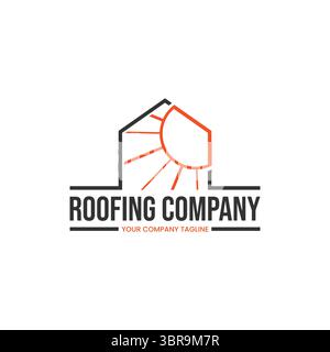 Vektorbild des Modern Home Sun Logos. Sun- oder Home-Logo in minimalistischer Mono-Linie und modernem Stil Stock Vektor
