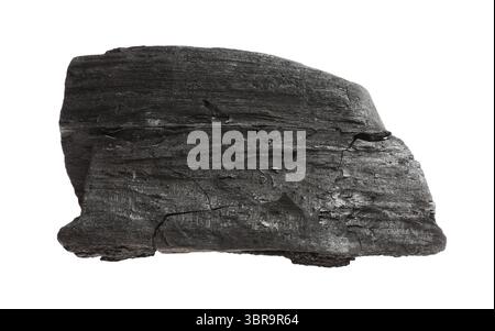 Ein Stück schwarze Kohle, isoliert auf Weiß Stockfoto