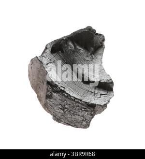 Ein Stück schwarze Kohle, isoliert auf Weiß Stockfoto