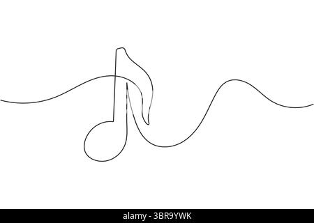 Musiknotizen durchgehende einzeilige Zeichnung auf weißem Hintergrund minimalistische Vektorillustration Stock Vektor