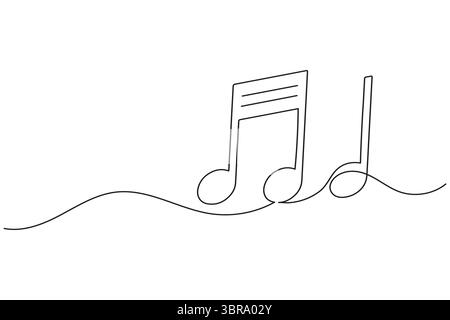 Musiknotizen durchgehende einzeilige Zeichnung auf weißem Hintergrund minimalistische Vektorillustration Stock Vektor