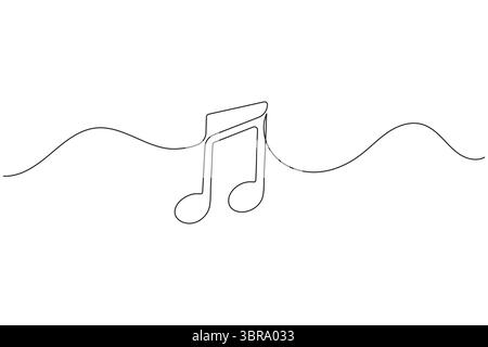 Musiknotizen durchgehende einzeilige Zeichnung auf weißem Hintergrund minimalistische Vektorillustration Stock Vektor