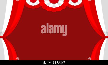 Rot-weiße Vorhänge Hintergrund mit Kopierbereich perfekt für Grußworte, Werbung, Werbeaktionen und vieles mehr Stock Vektor