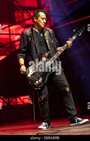 Mailand Italien. juli 2025. Die australische Band WOLFMOTHER tritt live auf der Bühne in der Villa Casati Stampa während des „Comfort Festival 2025“ auf. Stockfoto