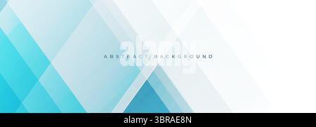 Hellblau-weißer abstrakter minimalistischer Hintergrund mit diagonalen geometrischen Linien und Formen. Stock Vektor
