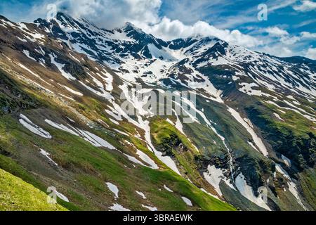 Großglockner Massiv, Blick von der Großglockner Hochalpenstraße, hohe Tauern, Gebirgszug der Zentralen Ostalpen, Österreich Stockfoto