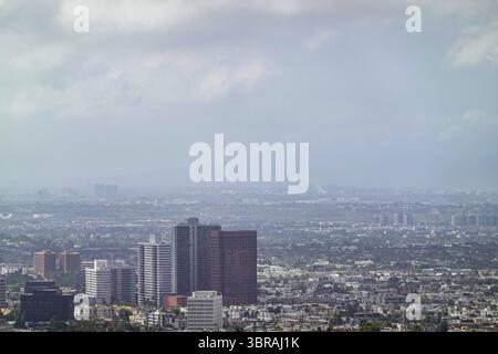 Downtown Los Angeles ab Getty Heights Stockfoto