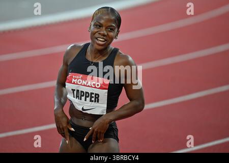 Monaco, Fürstentum Monaco. Juli 2025. 100 m Hürden Damen Megan TAPPER (JAM) Siegerin bei der Wanda Diamond League 2025, dem internationalen Leichtathletikspiel in Monaco, Fürstentum Monaco, 11. Juli 2025 Credit: Independent Photo Agency/Alamy Live News Stockfoto