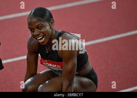 Monaco, Fürstentum Monaco. Juli 2025. 100 m Hürden Damen Megan TAPPER (JAM) Siegerin bei der Wanda Diamond League 2025, dem internationalen Leichtathletikspiel in Monaco, Fürstentum Monaco, 11. Juli 2025 Credit: Independent Photo Agency/Alamy Live News Stockfoto