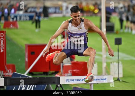 Monaco, Fürstentum Monaco. Juli 2025. 3000m Steeplechase Männer Soufiane EL BAKKALI (MAR) Gewinner bei der Wanda Diamond League 2025, dem internationalen Leichtathletikspiel in Monaco, Fürstentum Monaco, 11. Juli 2025 Credit: Independent Photo Agency/Alamy Live News Stockfoto