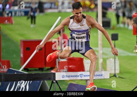 Monaco, Fürstentum Monaco. Juli 2025. 3000m Steeplechase Männer Soufiane EL BAKKALI (MAR) Gewinner bei der Wanda Diamond League 2025, dem internationalen Leichtathletikspiel in Monaco, Fürstentum Monaco, 11. Juli 2025 Credit: Independent Photo Agency/Alamy Live News Stockfoto