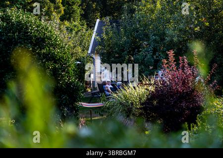 Die Kleingartensiedlung Rothoffska Koloni in der ehemaligen Zidadelle von Landskrona. Citadellvägen, Landskrona, Skåne län, Schweden Stockfoto
